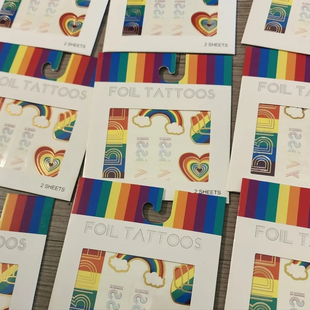 10x Rainbow Foil Tattoos - 2 Sheets EACH New